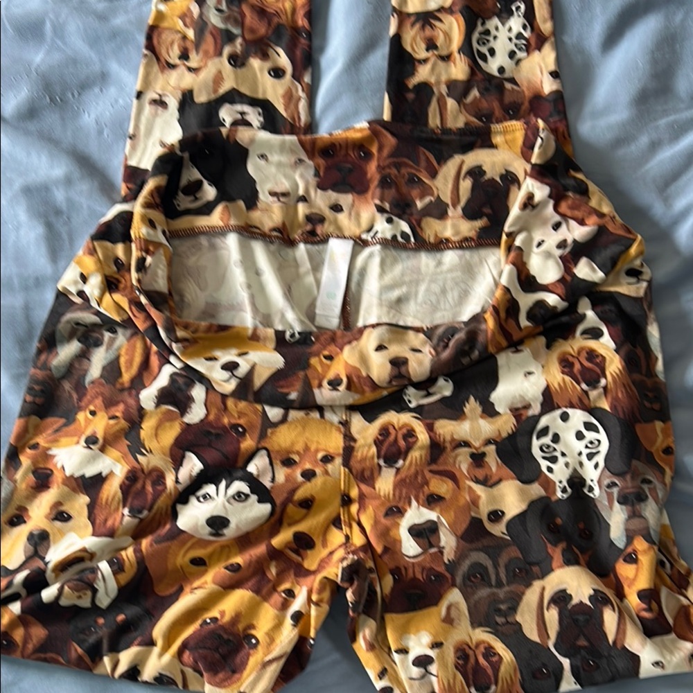 Dog Print Active Shorts with Suspenders